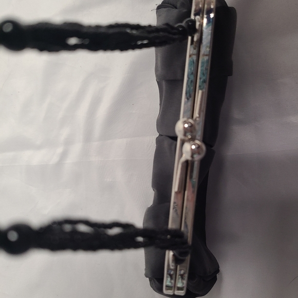 Like New Used Once Claires Black Satin Evening Clutch Bag - Picture 9 of 12